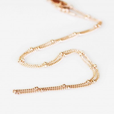 Station Necklace - 18 - 20 inch adjustable - Rose Gold Tone